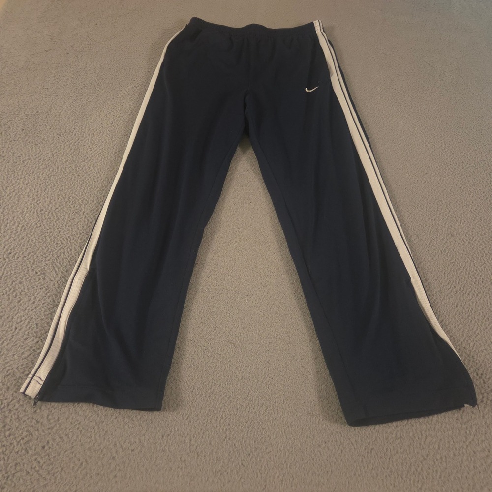 VINTAGE Nike Pants Mens XL Navy Overtime Basketball Warm-Up Track Dri-Fit Y2K